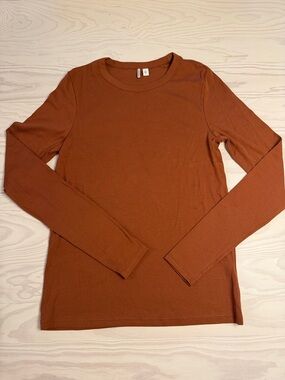 Nordstrom Rust Long Sleeve Crew Neck Tee